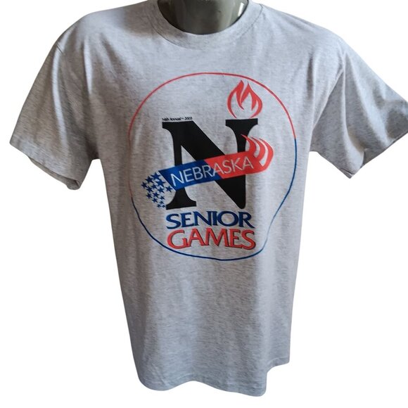 Vintage Mens T-shirt Large Y2K Nebraska Senior Games NEW FTL 2003 Gray - Picture 1 of 5